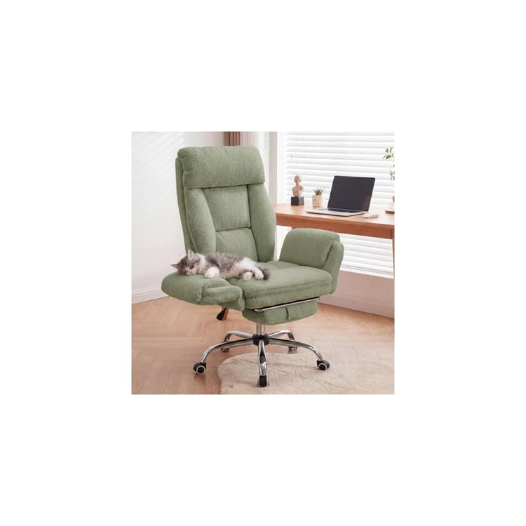 Cross Legged Office Chair with Pets Friendly Seat, Plus Size Criss Cross Desk Chair, Big and Tall Office Chair with Foot Rest, Reversible Armrests & Wide Seat, Brown