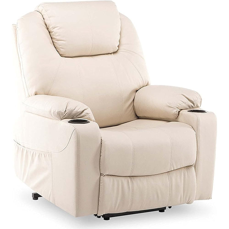 Recliner Chair for Living Room Large Power Lift Recliner Chairs,Pu Leather Massage and Heat Sofa Chairs for Elderly,2 Side Pockets and Cup Holders